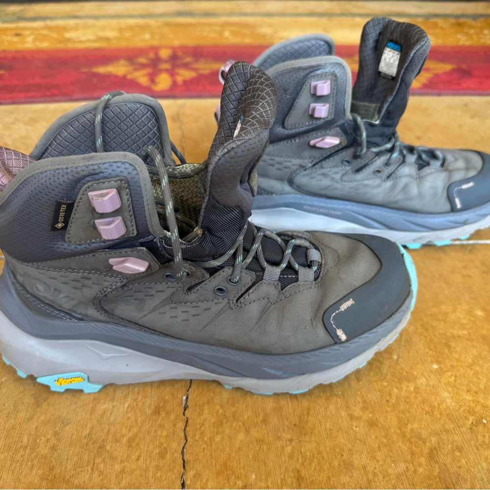 Hoka One One Gray and Teal Athletic Shoes - Picture 7 of 8